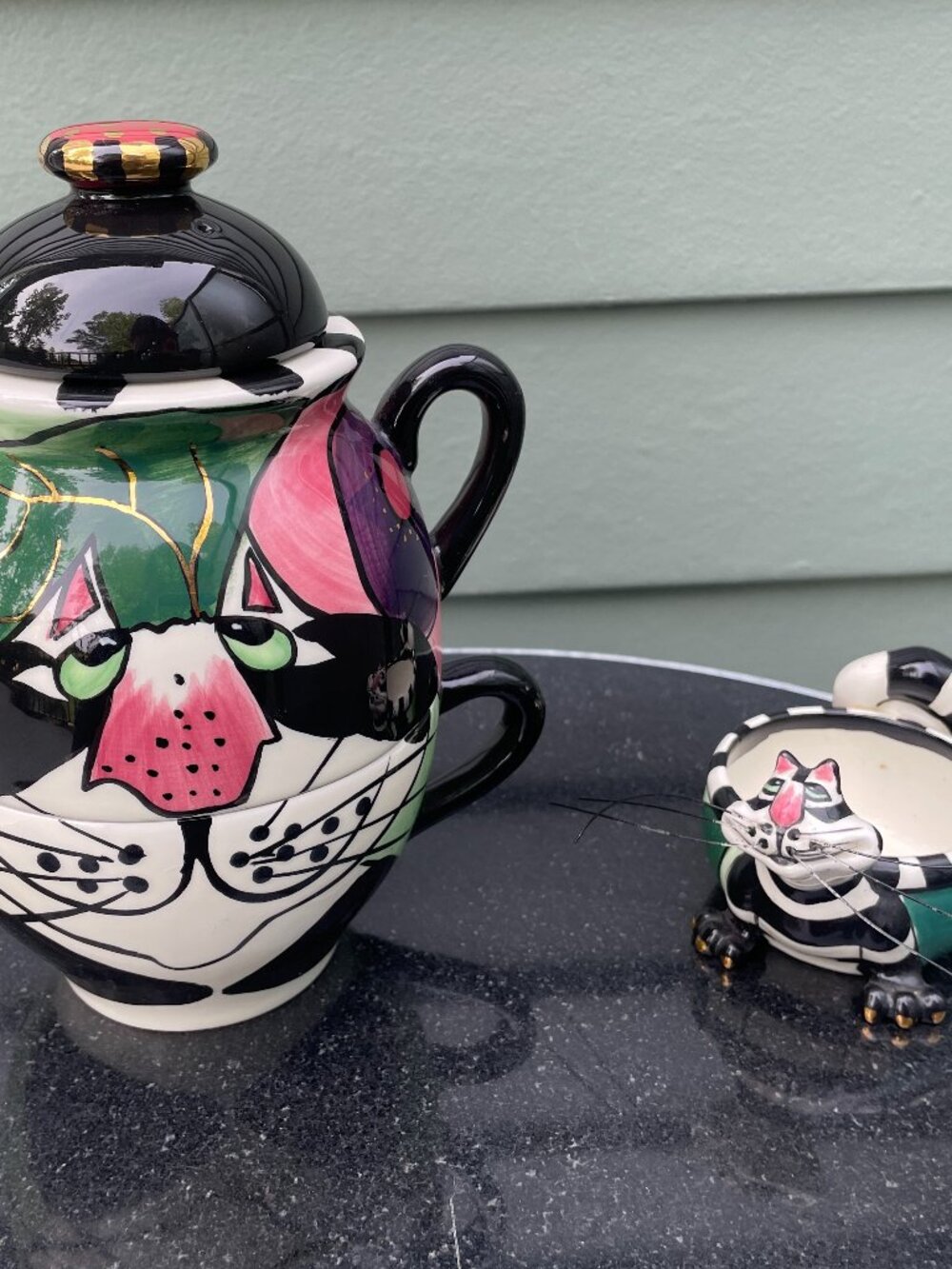 Lynda Corneille SWAK Clancy Cat Teapot & Matching Cat Votive Bowl Set
